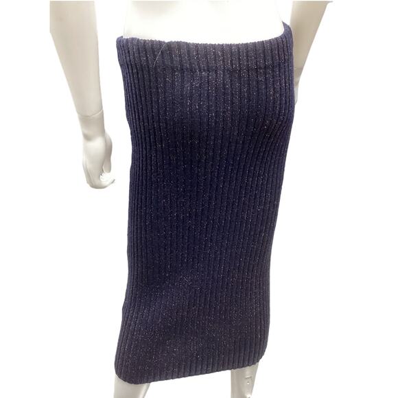 Rag & Bone New York Skirt Women’s Size S Sweater Skirt Midi Navy MetallicThread - Picture 3 of 4